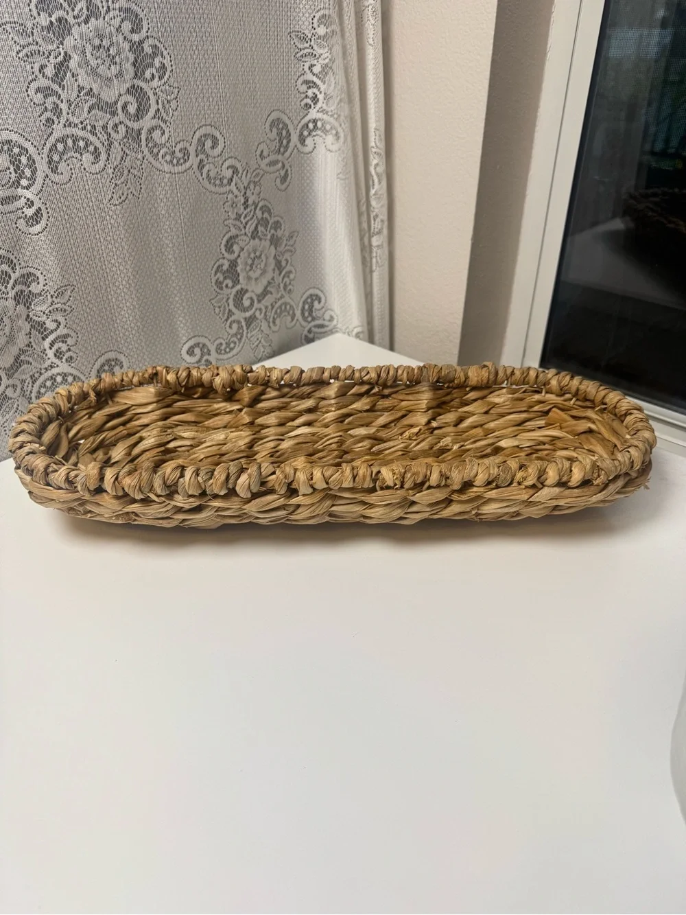 Handwoven Natural Seagrass Tray - Oval Decorative Basket